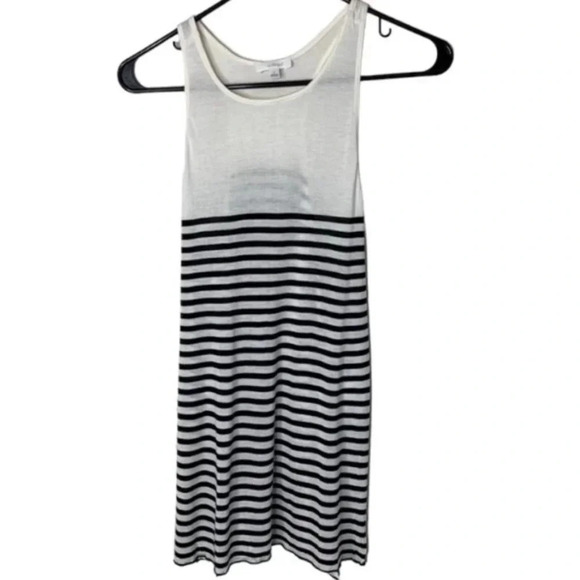 Aritzia Wilfred Tank Top Striped Racerback Side Split Hem White Black Size XS - Picture 2 of 11